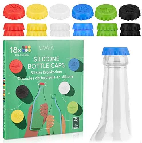 Bouchon de bouteille de bière : 18 bouchons en silicone pour les bouteilles de bière en verre - bouchon capsule en silicone original - LIVAIA