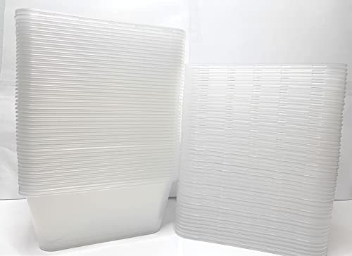 Party Warehouse 50 x 750ml Disposable Clear Plastic Food Storage and Meal Prep Containers with Lids - Microwave and Freezer Safe - Recyclable (50 Containers & 50 Lids - 750ml)