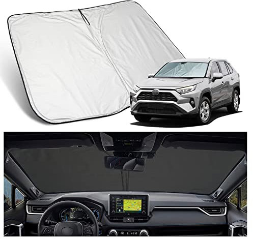 YEE Pin Sombrilla para Coche Compatible con Toyota RAV4 XA50 SUV MK5 2019-2022, Plegable, protección Solar para el Parabrisas Delantero del Coche, protección contra Rayos UV y Polvo