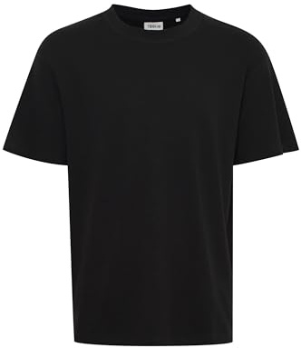 !Solid SDDanton Herren T-Shirt Kurzarm Shirt Basic Hochwertige Baumwoll-Qualität Rundhalsausschnitt Überschnittene Schultern Oversize Fit, Größe:L, Farbe:True Black (194008)