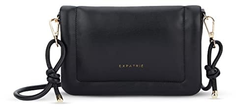 Expatrié Handtasche Damen Klein Schwarz - Zoe Small - Clutch Tasche aus Veganem Leder - Elegante Kleine Umhängetasche für Hochzeit Ausgehen & Party