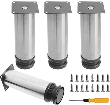 Uotyle 4PCS Adjustable Table Legs 150mm Adjustable Legs For Furniture Stainless Steel Cabinet Table Legs With Screws & Screwdriver