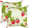 Erdbeer Kissenbezüge 45x45cm 2er Set Kissenbezüge Kawaii Erdbeer Drucken Kissenhülle Kissenbezug Für Couch Sofa Schlafzimmer Auto Umkehrbar Floral Leaf Rot Grün Sofakissen Couchkissen