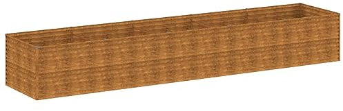vidaXL Hochbeet, Wetterfest Pflanzkasten mit viel Platz, Pflanzkübel Blumenkasten für Balkon Garten, Blumenkübel Gemüsebeet, 479x100x69 cm Cortenstahl
