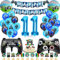 WAZIWE Gaming Deko Geburtstag Junge, Geburtstagsdeko Jungen 11 jahre beinhaltet Ballon Girlande, Geburtstagsbanner, Tortendeko, Gamer Deko, Folienballon 11