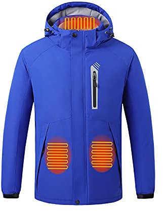ETHORY Veste chauffante Rechargeable USB 3 Niveaux de Chauffage 8 Zones de Chauffage avec Capuche légère Amovible Coupe-Vent (Hors Alimentation Mobile)