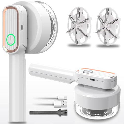 Levapelucchi, Levapelucchi Elettrico ricaricabile con 2 lama da barba di ricambio, Rasoio portatile per lanugine in tessuto per vestiti, mobili, biancheria da letto, moquette
