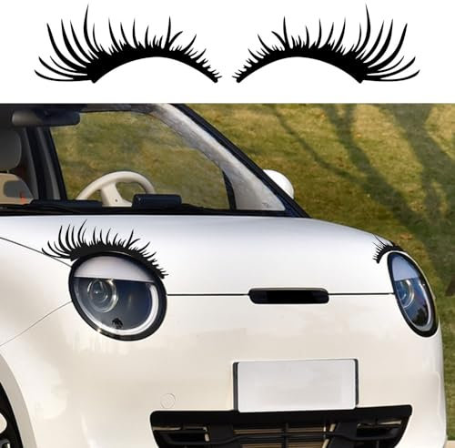 Leniutor 2 Paar Auto Scheinwerfer Wimpern Aufkleber, Gefälschte Wimpern Abziehbild für Auto Scheinwerfer Mode Dekoration für Fahrzeug Tür Kofferraum Schwanz, Abdeckung Kratzer (Mattschwarz)