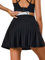 Kefiyis Tennisrock Damen Hohe Taille Sportrock mit Hose Plissiert Golfrock Hosenrock mit Taschen Sommer Outdoor Workout Laufen Radfahren Skirt Schwarz L