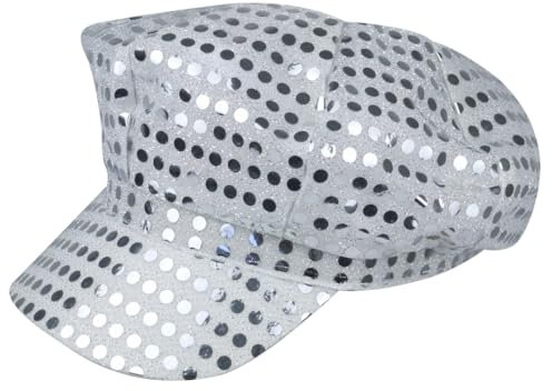 Navoys 70er Jahre Disco Hut - Silber Pailletten Partyhüte für Erwachsene, geeignet für Eurovision Elton John und Abba Faschingskostüm, Unisex 70er Jahre Accessoires für Damen und Herren