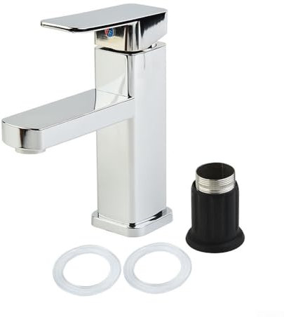 WIIYENA Robinet mitigeur carré pour lavabo de salle de bain, robinet mitigeur d'évier en laiton chromé, mitigeur moderne pour salle de bain