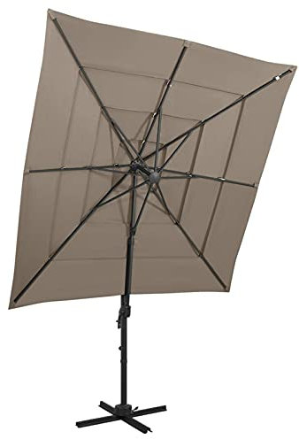 ShCuShan Sonnenschirm mit Aluminium-Mast 4-lagig Taupe 250x250 cm Sonnenschirm Mit StäNder Gartenschirm