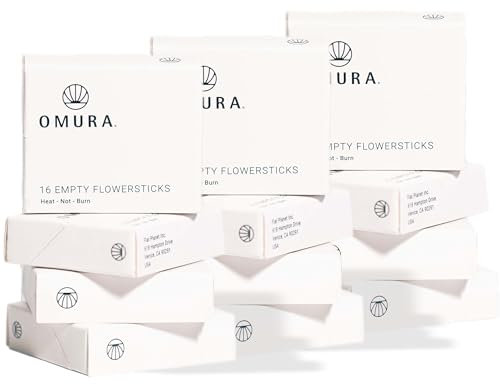 OMURA Replenishment Set - Leere Flowerstick-Packungen à 16 Sticks für OMURA Vaporizer Series X und Series 1 - Nachhaltige Flowersticks im Vorteilsset - leere Sticks ohne Inhalt (12)