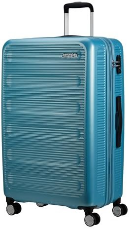 American Tourister Astrobeam - Spinner L, Erweiterbar Koffer, 77 cm, 97/110 L, Blau (ICY Aqua)
