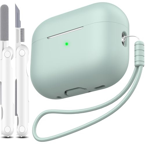 MHYALUDO Kompatibel mit AirPods Pro 2 Generation Hülle, Anti-Fall Weiches Silikon Stoßdämpfung Kompatibel mit AirPods Pro Case Skin Touch mit Schlüsselanhänger und Reinigungsset,Cloud Grey