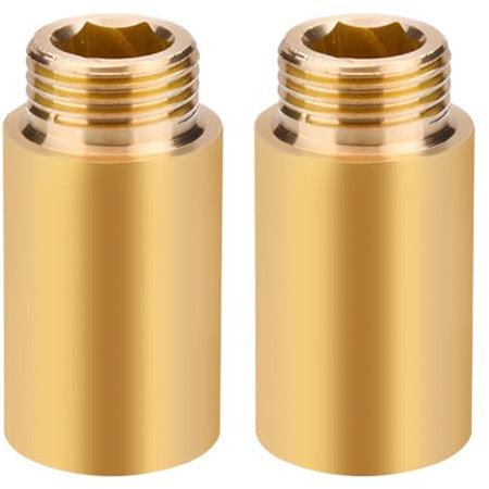 2 estensioni per rubinetto in ottone, 1/2 pollici x 40 mm, prolunga filettatura DN15, 1/2 IG x 1/2 AG, 40 mm, prolunga in ottone, prolunga di collegamento per acqua potabile e riscaldamento