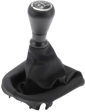 INFINAUTO 5-Gang-Schaltknauf mit Abdeckung, Getriebestick-Schaltknauf für Peugeot 206 für Peugeot 207 Kunststoff-Kunstleder Schwarz, 1 Stück