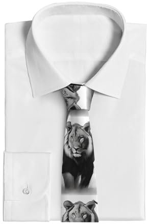 PHAYAH Herren-Krawatte mit Tiermotiven, bedruckt, Seidenkrawatte, Business und Hochzeit, Trauzeug-Krawatte, Alltagskrawatte, passende Kleidung, Schwarz, Einheitsgröße