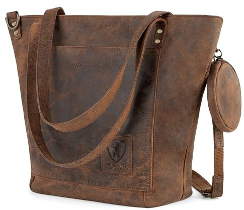 Berliner Bags Vintage Schultertasche Verona, Henkeltasche aus Leder, Handtasche für Frauen - Braun