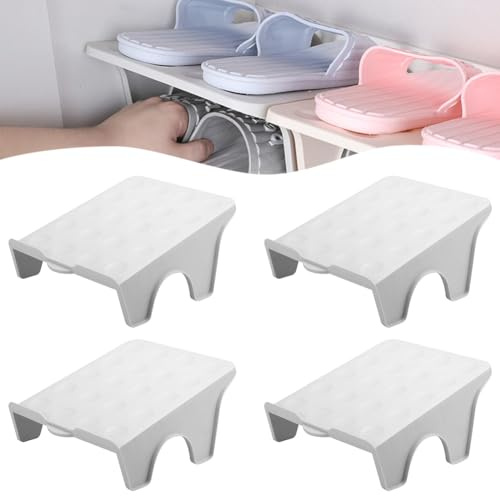 Umllpet Schuhstapler rutschfeste Schuhschlitze,4 Stück Schuhstapler Platzsparen Doppelschicht Schuhregal Schuhorganizer Schuhhalter Platzsparend,Organizer Schuhe Aufbewahrung für Zuhause Wohnzimmer