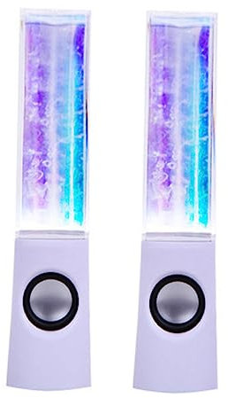 Angoily Colourful LED Fountain Speaker Mini Water Light Show Connects to Laptops Smartphones White Loudspeaker