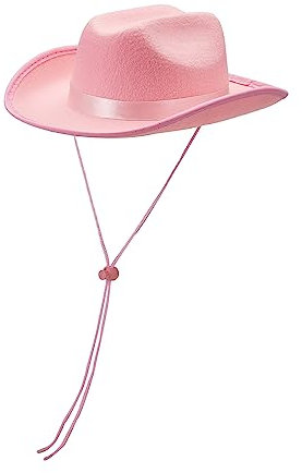 Edhomenn Cowboyhüte für Kinder, breite Krempe, Western-Cowgirl-Hut mit verstellbarem Riemen, Cowgirl-Kostüm-Zubehör (02 Rosa, Einheitsgröße)