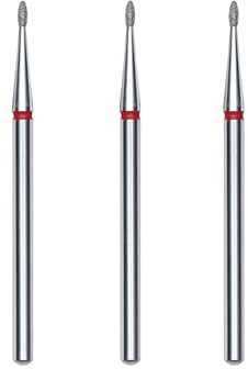 STALEKS PRO set 3 fresas de diamante para cutículas, 3x1.2 mm. Forma de Oliva (Grano Fino)