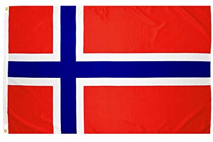 hxflag - Bandera de Noruega de 3 x 5 pies, banderas nacionales noruegas Nordmann de poliéster con ojales de latón, 3 x 5 pies