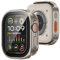 Amizee Metall Hülle Kompatibel für Apple Watch Ultra 2/Ultra 49mm mit Displayschutz, Gerade Kante Ultradünn Kratzfeste mit Rückseite Schutzhülle für iWatch 49mm, Titanstahl