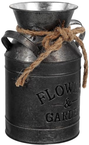 Holibanna Retro Iron Milk Jug Vintage Style Flower Bucket Planter Rustic Flower Pot Decorative Front Porch Window Sill