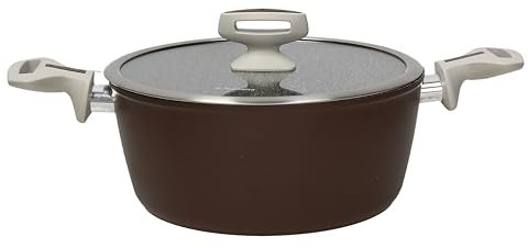 Tognana Pearlbrown stone, Casseruola 2 manici 20 cm con coperchio, alluminio forgiato, marrone