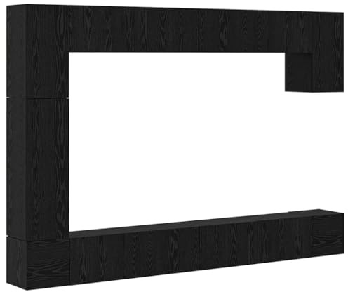 vidaXL TV Cabinet Set 9 pcs Black Oak Engineered Wood