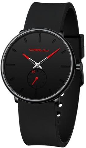 CRRJU Herren Uhren Silikon Armband Ultra Dünne Männer Armbanduhr Sportuhr | Minimalistische Wasserdichtes Herrenuhr, Silikonarmband Analog Quarzuhr, Casual für Studenten, Büro uhr, Freizeituhr