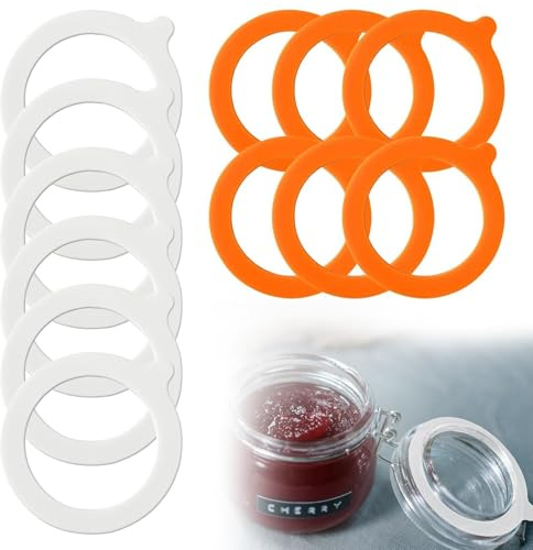 Aiyraa 12 Pcs Kilner Jar Seals Replacement - Airtight Silicone Jar Gaskets to Keep Food Freshness, Universal Rubber Seal for Mason/Kilner Jars, Sturdy Soft and Elastic Lid Gaskets