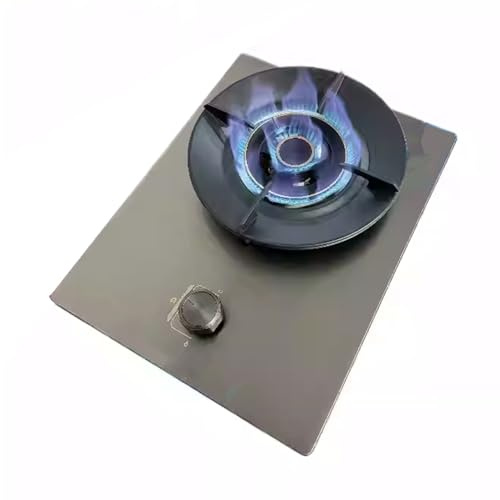 Gasherd Aus Edelstahl, 5,2 KW, Gaskochfeld Mit Feuerring, Erdgas-/Flüssiggas-Anschlussset, Topfgestell Aus Gehärtetem Glas Und Gusseisen Mit Flammenausfallschutz(NG)
