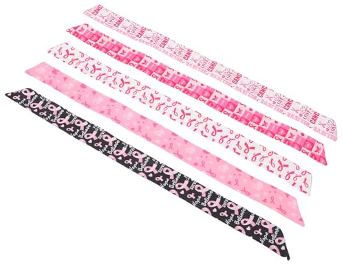Bandeau Rose à Ruban, Lot de 5, en Tissu, pour Femmes et Filles | Style Fête à Thème, Léger et Résistant à Décoloration, pour Sports et Événements Octobre Rose
