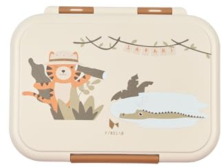 Fabelab Edelstahl Brotdose Kinder mit Fächern, 1000 ml (Tiger) | Auslaufsicher, 18/8 Stahl, Raumaufteilung, Herausnehmbare Trennwand, PP-Deckel, Leicht zu reinigen, Kinder Ab 4 Jahren