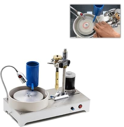 Lapidary-maskin i rostfritt stål, 0-1800 rpm facetterad ädelstenspoleringsmaskin, 120W Jade-bearbetningsutrustning Metall, smycken(No digital display)