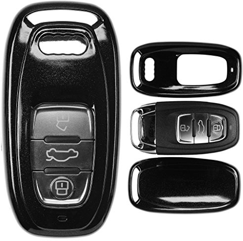 Auto Schlüssel Cover Harthülle Metallic Schwarz kompatibel mit Audi A5 S5 Q5 A7 A8 A6 S6 A4 S4 Smartkey