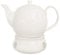 Buchensee Teekanne/Kaffeekanne 1,5 Liter mit Stövchen. Fine Bone China Premium Qualität in fein-cremigem Weiß