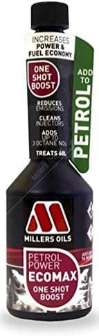 Millers Oils Petrol Power EcoMax, Fuel Additive Treatment, 250ml