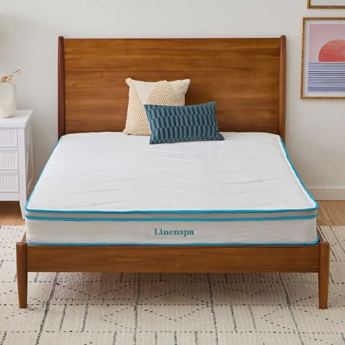Linenspa Kingsize-Bett (150 x 200 cm), Memory-Schaum und Spiralfeder, 20 cm, Hybrid-Matratze, mittelfestes Gefühl, Bett in Einer Box, gerollte Matratze, 1,5 m x 6ft6 x 20,3 cm, anpassungsfähig und