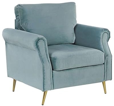 Beliani Moderner Retro-Sessel aus Samtstoff mit Metallbeinen mintgrün Vietas