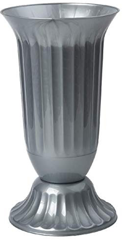 Außen Vase für Garten oder Grab in runder Form sehr robustem Kunststoff mit abnehmbarem Stand-Fuß für Innen- und Außenbereich 29 cm H
