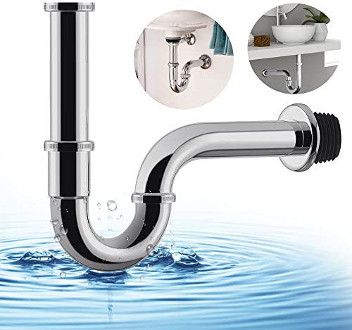 UTRUGAN Siphon Waschbecken Edelstahl Siphon Röhrensiphon Waschbecken 1 1/4 Zoll Edelstahl Röhrengeruchsverschluss Abflussgarnitur Geruchsverschluss für die Entwässerung in Badezimmern, Küchen