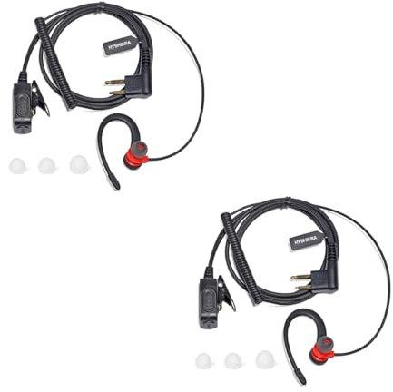HYSHIKRA G Shape Security Earpiece with PTT, Lightweight Radio Headset Compatible with Motorola GP300 DP1400 CP040 CLS1410 Walkie Talkie (RED, 1 PACK)