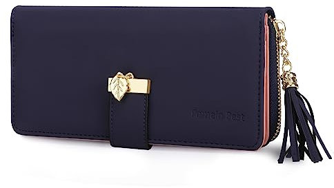 Pomelo Best Damen Geldbörse Vegan Leder RFID Portmonee mit 12 Kartenfächern, Münzfach und Handyfach
