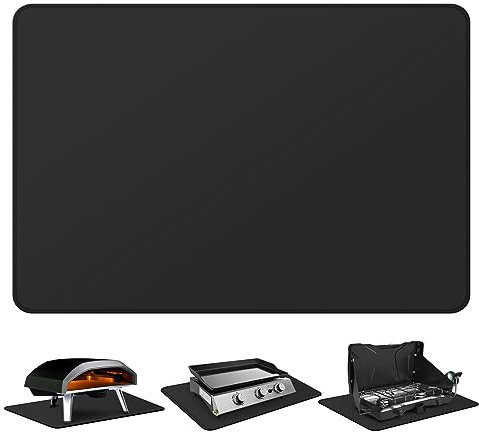 FLASLD Tappetino da barbecue ignifugo e impermeabile sotto la piastra Blackstone, protegge il tavolo di preparazione e il tavolo da barbecue all'aperto, resistente al calore (nero, 41 x 61 cm)