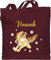Baumwolltasche - Einhörner - Einhorn Unicorn mit Namen - Unisize - Bordeauxrot - wechselkleidung beutel kita personalisierte tasche kindergarten unicorns jutebeutel mädchen stofftasche kinder name