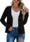 PrinStory Womens Cardigan Long Sleeve Jumpers Cardigans Button Down V Neck Ribbed Knit Outerwear Open Front Tops for Ladies (Black, XL)